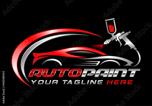 Car painting logo vector illustration template. Lettering design icon with black background