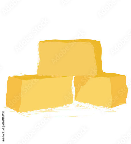 agricultural haycocks. Hay stack in cube block,