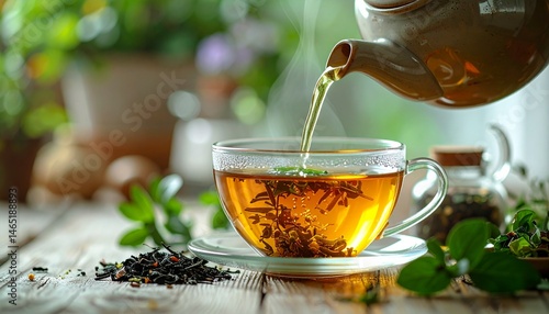 Pouring Hot Tea into a Glass Cup A Relaxing Moment