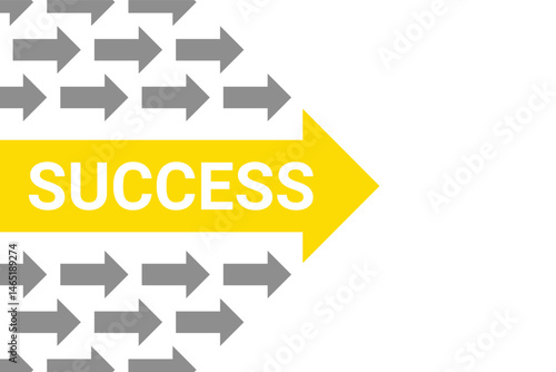 Success arrow leading gray arrows on a transparent background