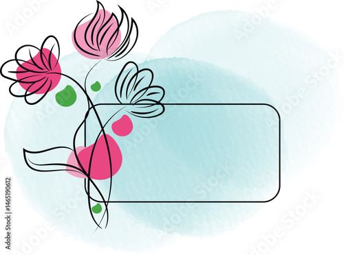 Elegant Watercolor Floral Design with a Blank Rectangular Frame for Text or Message