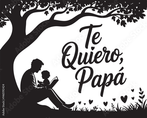 Bilde på lerret Feliz dia del padre,  Happy fathers day  in Spanish Te Quiero Papa  silhouette o