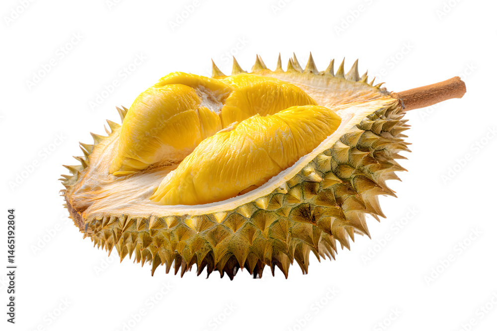 Fototapeta premium halved durian isolated on transparent background