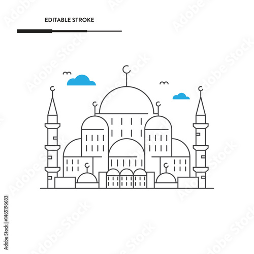 Blue Mosque Icon Vector Design.