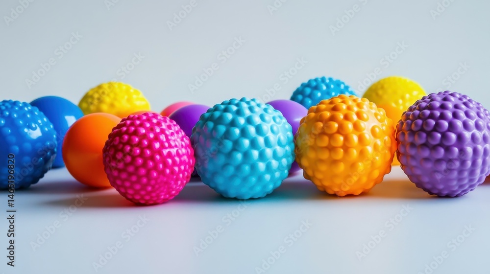 Textured sensory balls designed for infants and toddlers featuring a vibrant soft and squeezable multi ball set that aids in boosting cognitive and physical development Free space for text Textured sensory balls designed for infants and toddlers featuring a vibrant soft and squeezable multi ball set that aids in boosting cognitive and physical development Free space for text