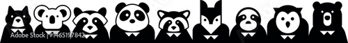 Animal Icons. Avatars of animals set. Set of animal face heads. Cute muzzles