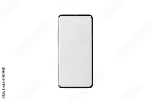  Smartphone with a white screen on a transparent background.