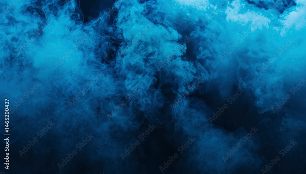 Obraz premium Blue smoke clouds on black background