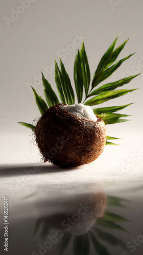 Coconut a coconut, freshly sequester on a livid background.