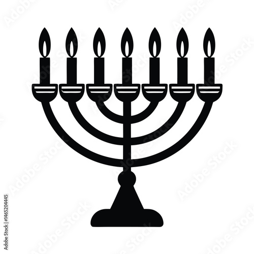 a menorah glowing candles vector art silhouette