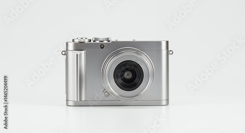 Silver digital camera isolated on white background