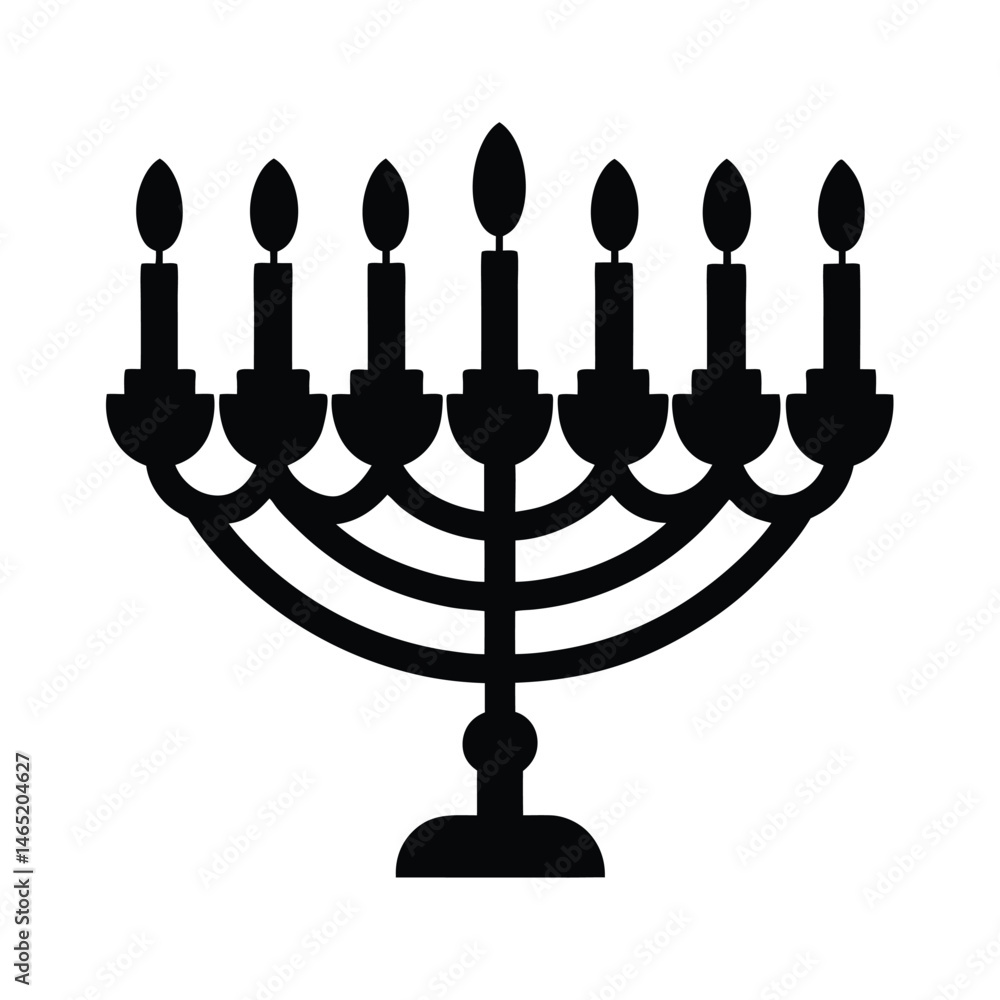 a menorah glowing candles vector art silhouette a menorah glowing candles vector art silhouette