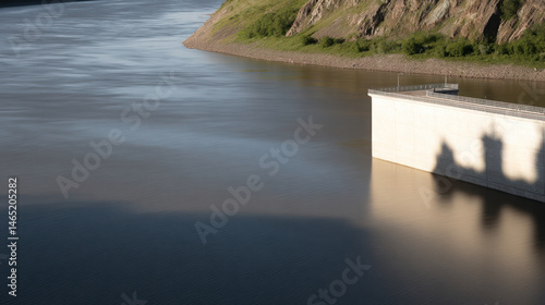 hydroelectric dam in russia casting long shadows showcasing dramatic contrasts photo