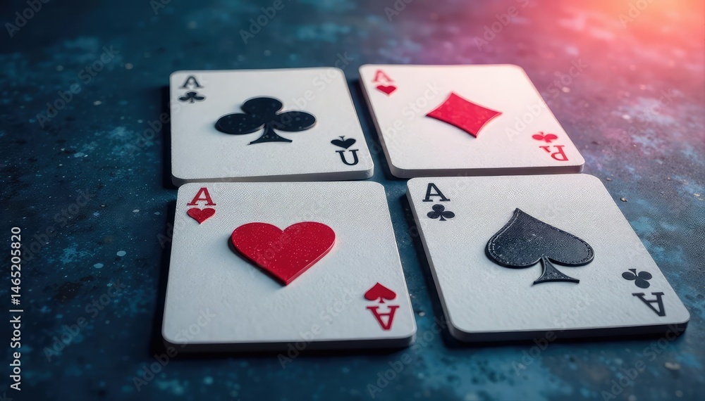Obraz premium Four aces arranged in a square pattern on a surface , suit, pattern