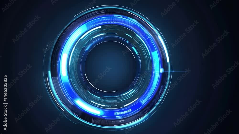 Circular, glowing, technological rings on dark background. Circular, glowing, technological rings on dark background.