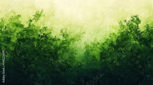 Lush green forest landscape, soft watercolor style