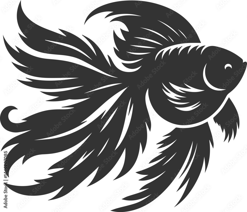 Obraz premium Goldfish black vector silhouette