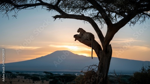Wild african animal in sunset