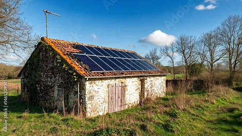 Wallpaper Mural Old stone building with solar panels. Torontodigital.ca