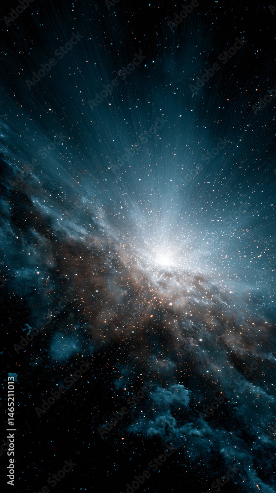 Naklejka premium Cosmic explosion amidst swirling galax urceolata and stardust