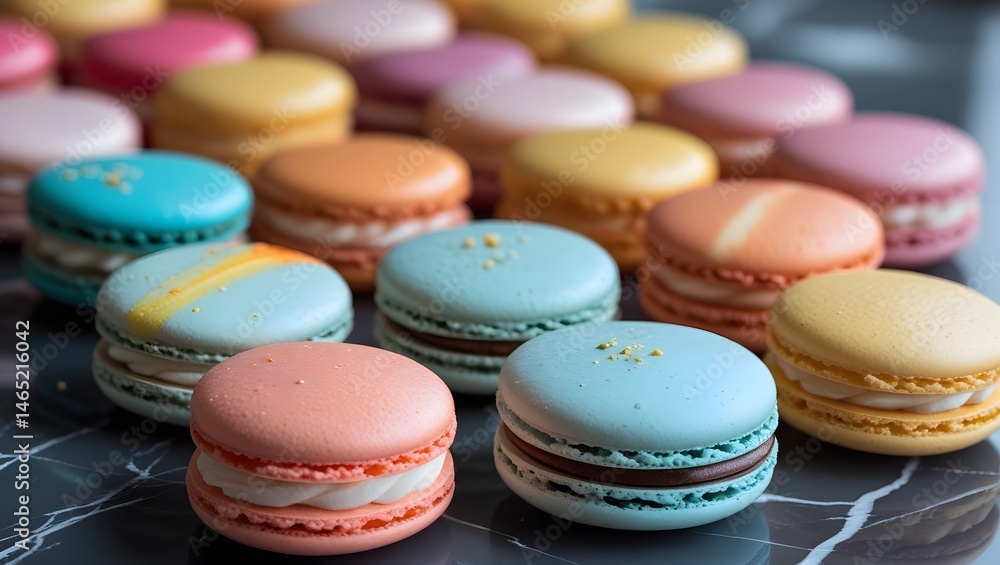 Fototapeta premium colorful macaroons on a wooden table
