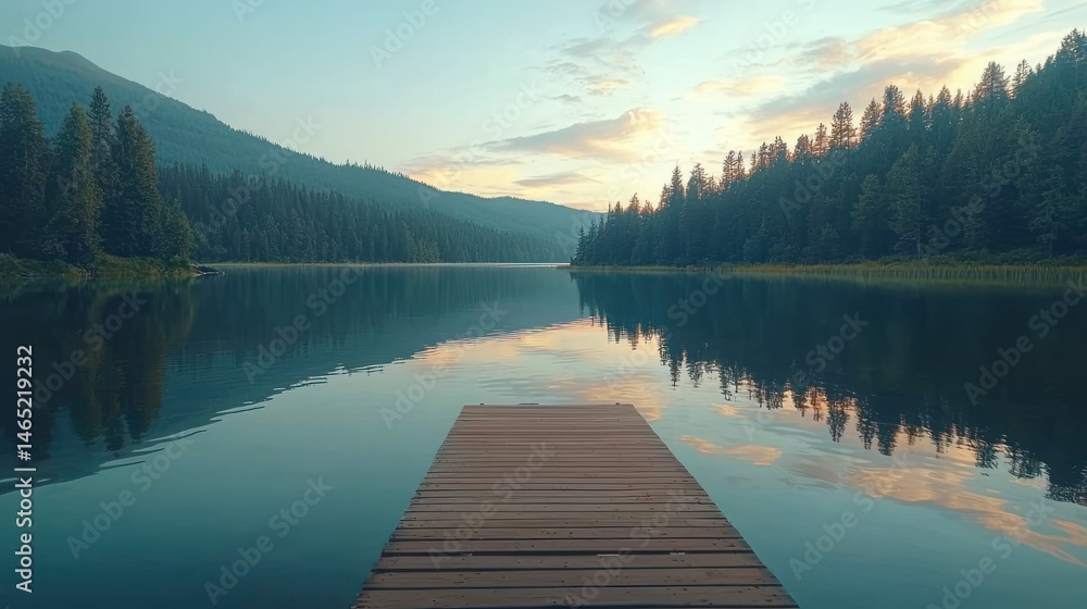 Serene lake at dawn Serene lake at dawn