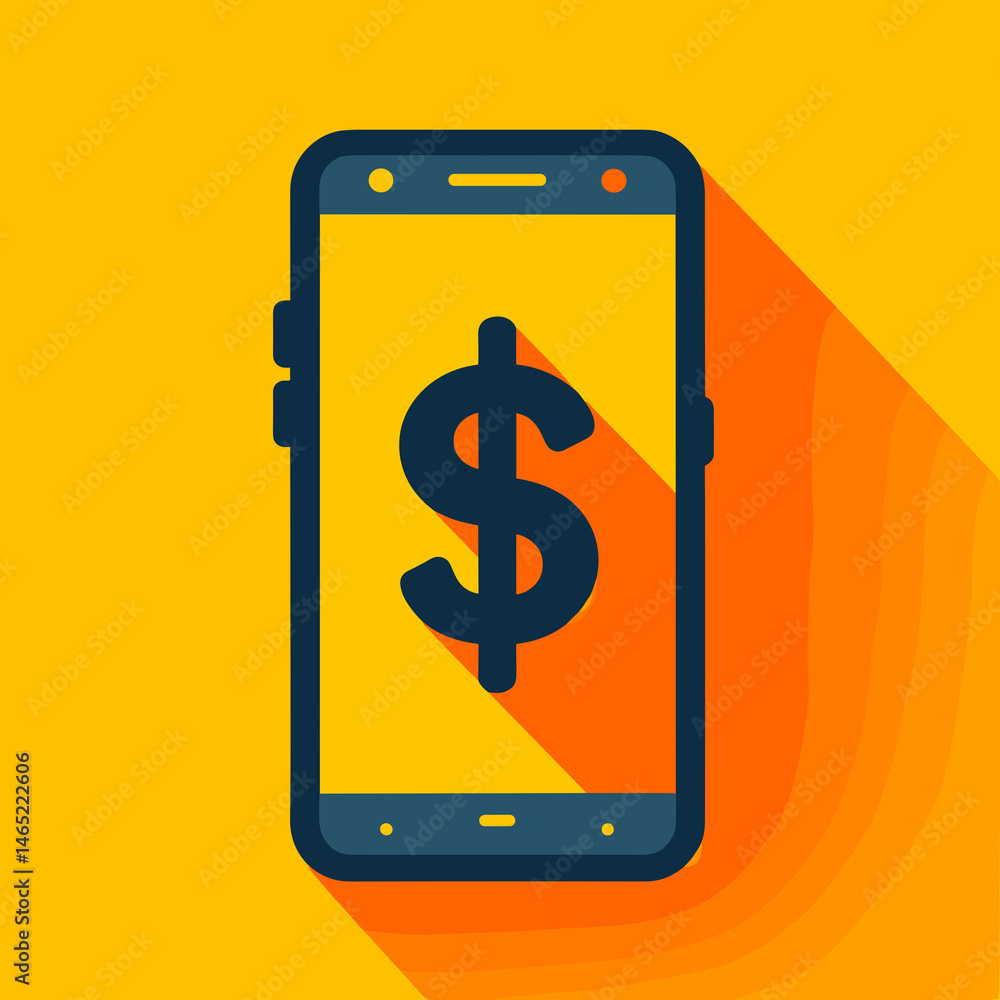 Smartphone with dollar sign on bright yellow background Smartphone with dollar sign on bright yellow background