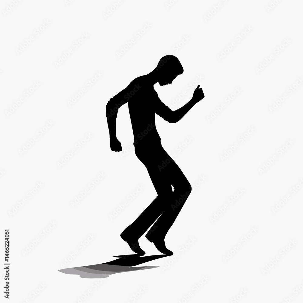 Dancing silhouette enjoying movement against a white background Dancing silhouette enjoying movement against a white background