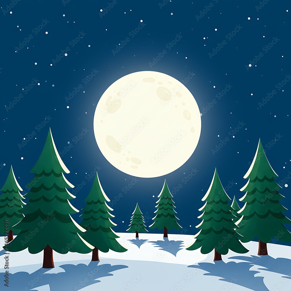 Naklejka premium Moonlit Evergreen Whispers