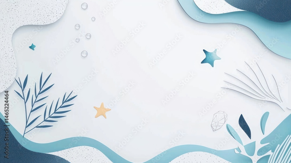 Obraz premium A modern minimalist under-the-sea design with geometric elements on a white background