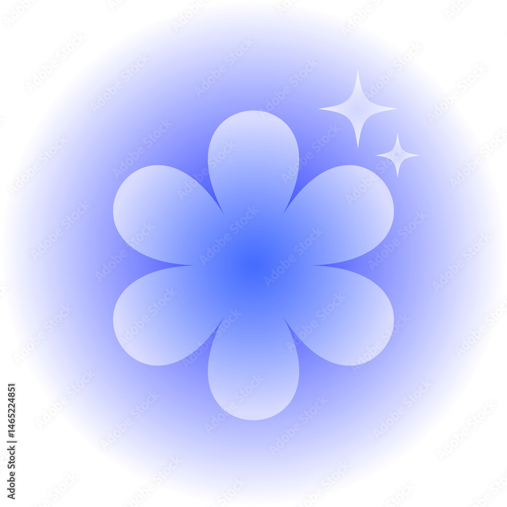 Fototapeta premium Blue Glow Icons , Pastel Heart & Star Set