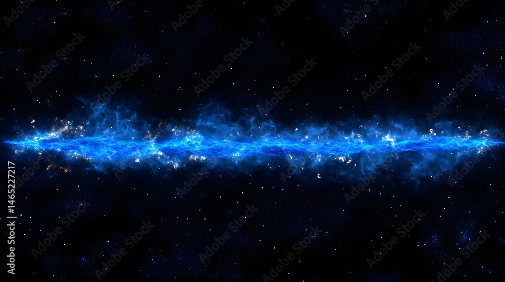 Obraz premium Vast cosmic expanse filled with luminous blue nebulae.