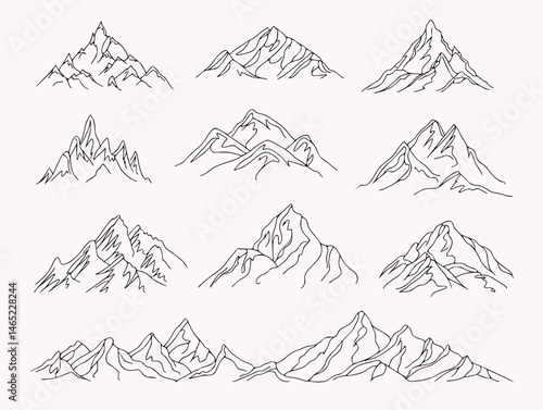 Hand Drawn Mountain Silhouettes Collection