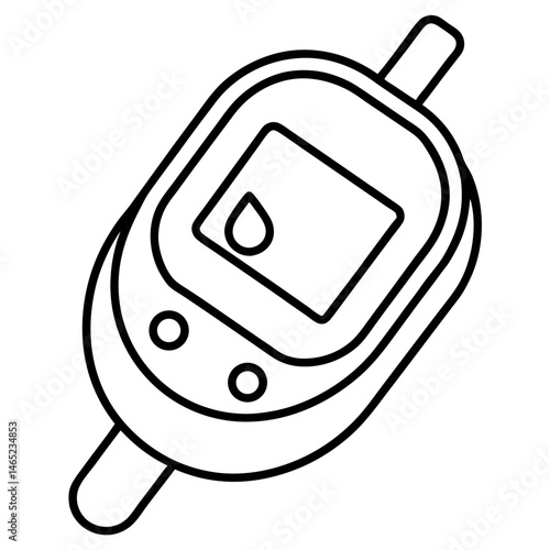 Glucometer icon in black outline – sugar level checker on white