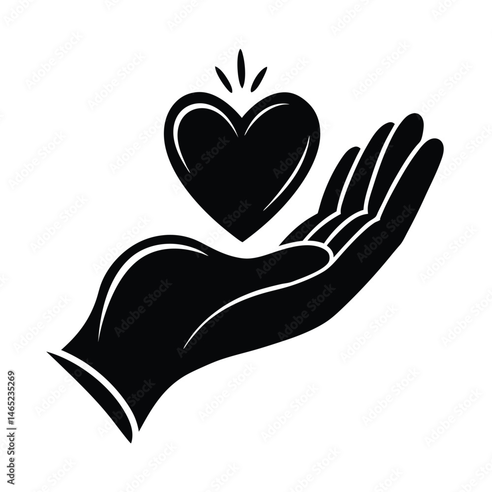 hand holding heart vector art silhouette hand holding heart vector art silhouette