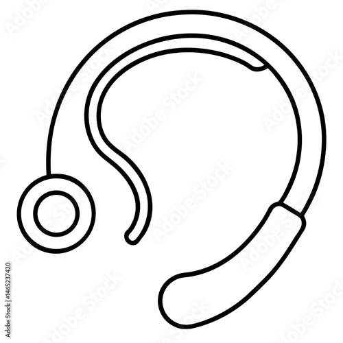 Black line art of ear hearing aid – clean white background icon