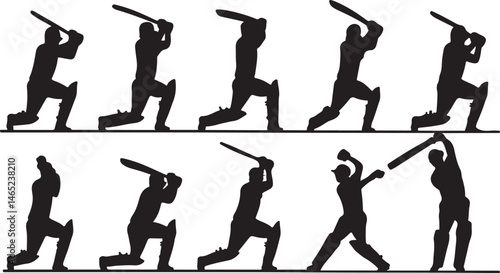 Silhouette of a Cricket Batsman in Action