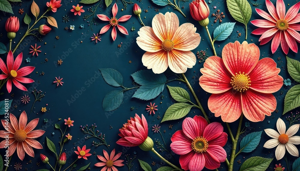 Close-up, vibrant tapestry with stylized blossoms, tapestry, colorful Close-up, vibrant tapestry with stylized blossoms, tapestry, colorful