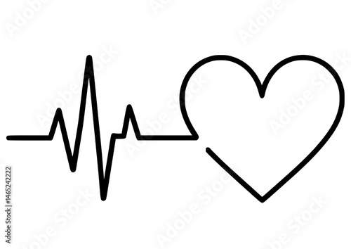 Heartbeat line inside heart vector icon

