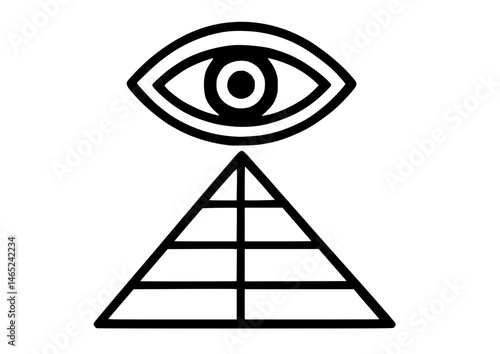 All-seeing eye above pyramid vector symbol