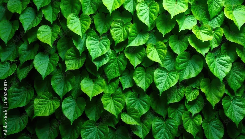 Fototapeta premium Intricate green wall leaves, lush and vibrant, covering a surface , leaf pattern, background