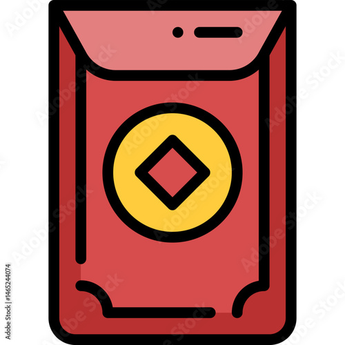 red envelope filled outline icon