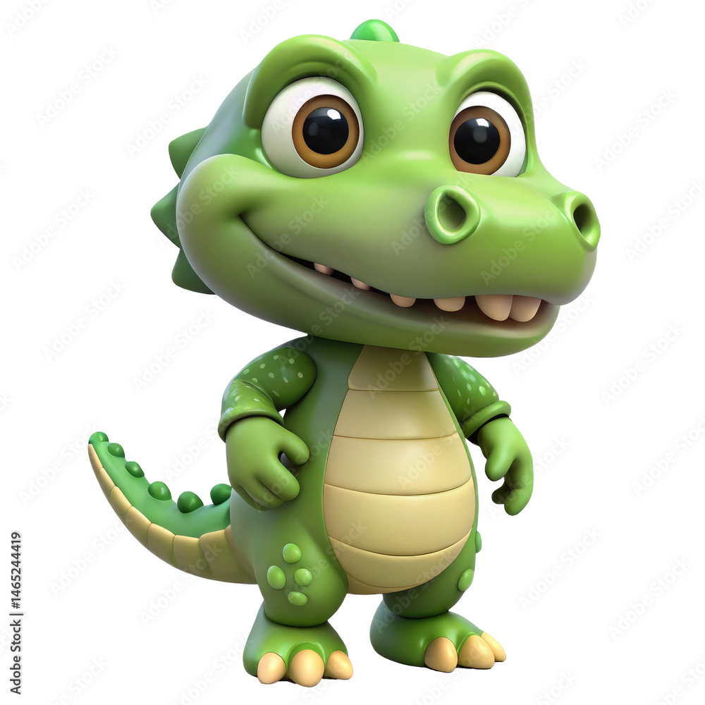 Fototapeta premium Playful 3D Cartoon Crocodile – Cute Stylized Reptile Character for Kids & Fun Projects