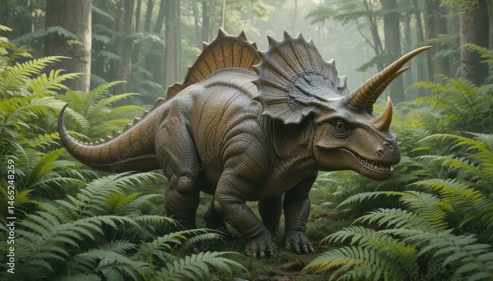 Fototapeta premium Majestic Prehistoric Beast in Lush Jungle