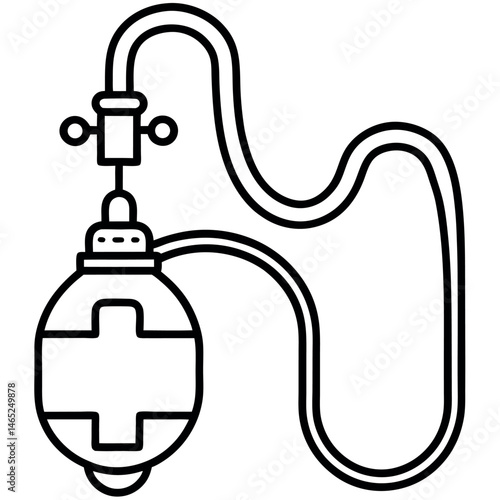 Modern medical ventilator unit – minimalist black stroke vector