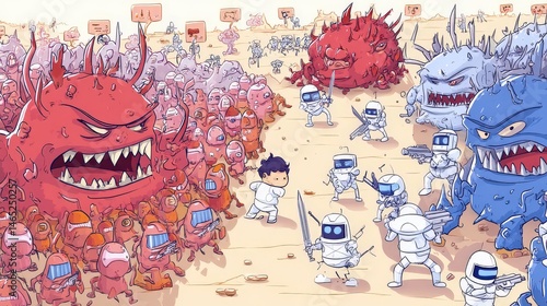 Tiny Warriors Battle Gigantic Viruses in a Desperate Fight for Survival
