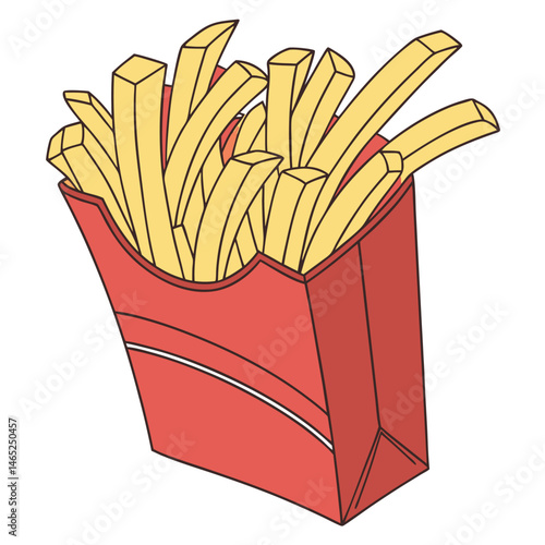 French fries red paper box vector on white background eps