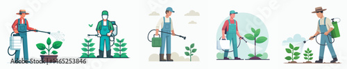 farmer holding crop sprayer style vector flat design