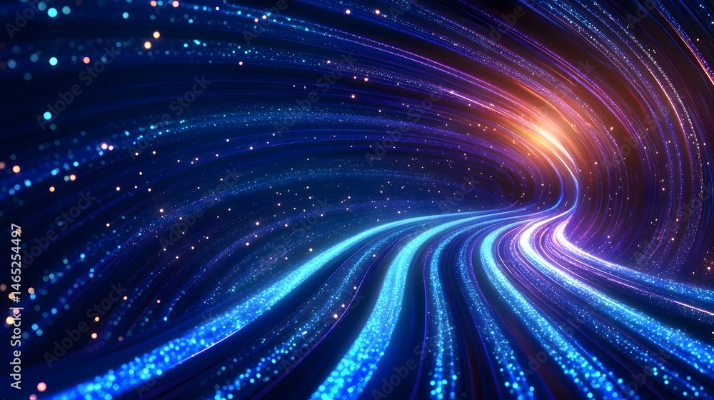 Amesmerizingdigital-artimageofaswirlingcosmictunnel.Vividblueandpurplelinesstreamtowardsaglowinglightattheend,withtinysparklingelementsaddingtothesenseofajourneythroughafantastical,high-techspace. Amesmerizingdigital-artimageofaswirlingcosmictunnel.Vividblueandpurplelinesstreamtowardsaglowinglightattheend,withtinysparklingelementsaddingtothesenseofajourneythroughafantastical,high-techspace.