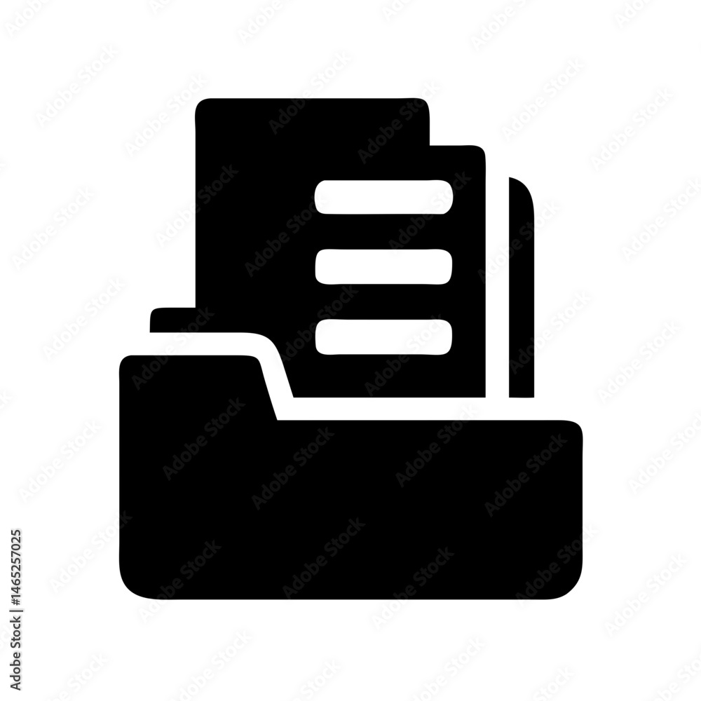 Folder file document data information archive directory storage organize record paper black icon Folder file document data information archive directory storage organize record paper black icon